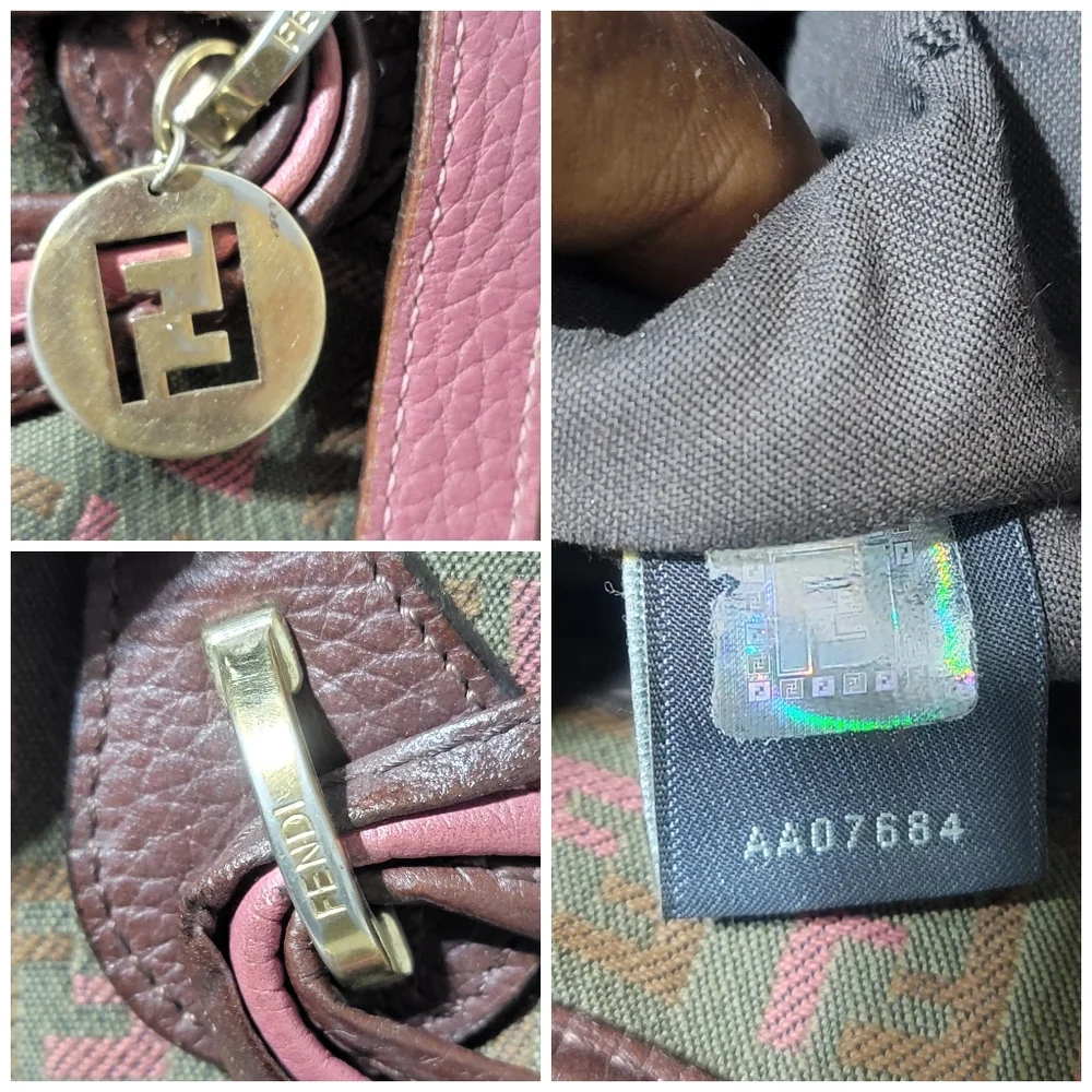 FENDI MINI CABAS MONOGRAM CANVAS FF ZUCCHINO TOTE BAG - Picture 8 of 13